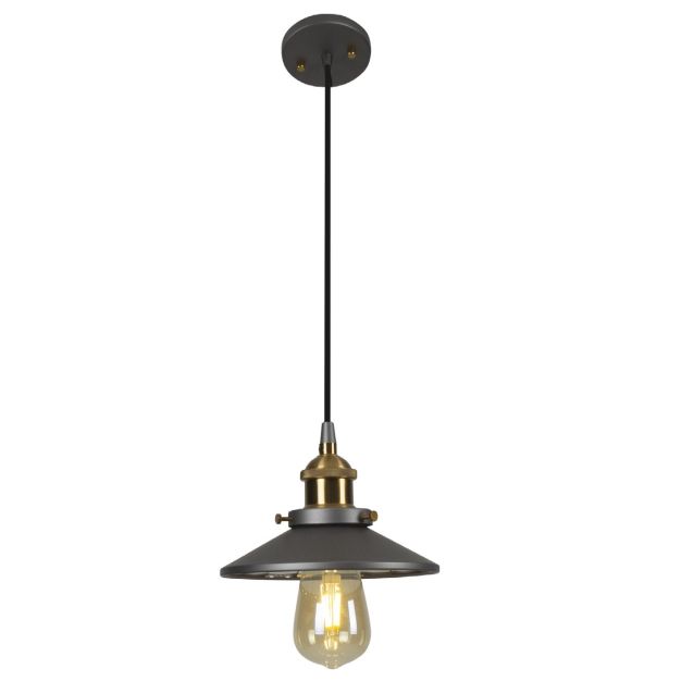 Maxlight Haga - lampe suspendue - Ø 19 x 138 cm - gris et laiton