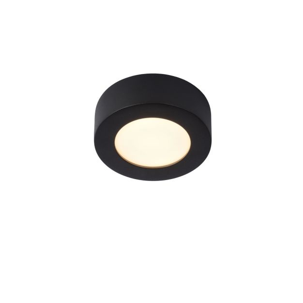 Lucide Brice-Led - plafonnier - Ø 11,7 x 3,9 cm - 8W LED dimmable incl - IP44 - noir