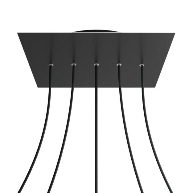 Creative Cables - Rose-One Rosace de plafond carrée pour 5 points lumineux en ligne - 40 x 40 x 3,5 cm - noir