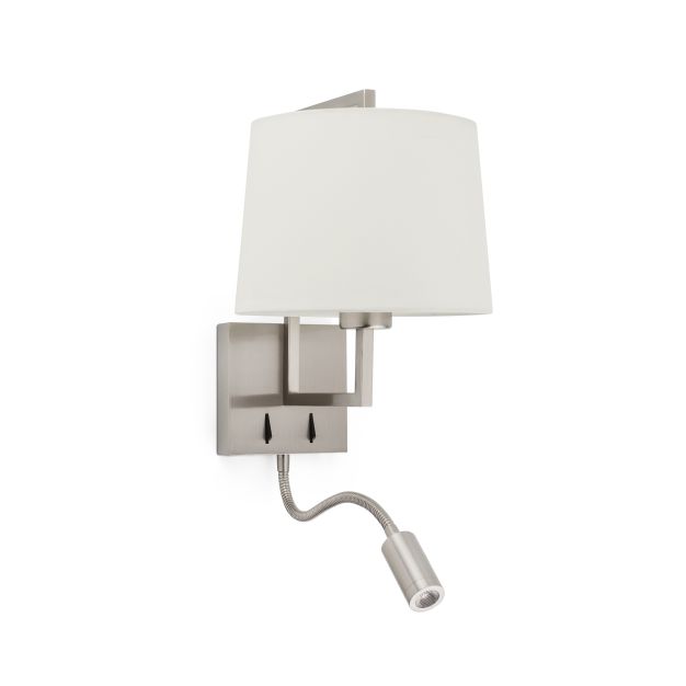 Faro Frame - applique murale avec interrupteur - 21,5 x 28 x 17,6 cm - 3W LED incl. - beige et nickel mat