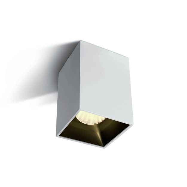 ONE Light Retro Dark Light Cylindres carrés - spot en saillie 1L - 7,3 x 7,3 x 9,5 cm - 12W LED incl. - blanc