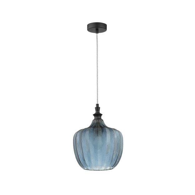 Nova Luce Loni - lampe suspendue - Ø 24 x 120 cm - bleu foncé