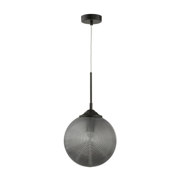 Nova Luce Athena - lampe suspendue - Ø 25 x 120 cm - gris fumé et noir mat