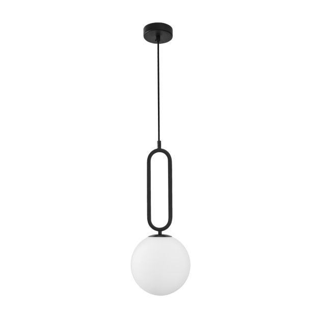 Nova Luce Grus - lampe suspendue - Ø 20 x 120 cm - noir mat et opale