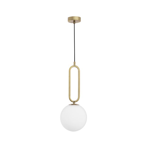 Nova Luce Grus - lampe suspendue - Ø 20 x 120 cm - laiton et opale