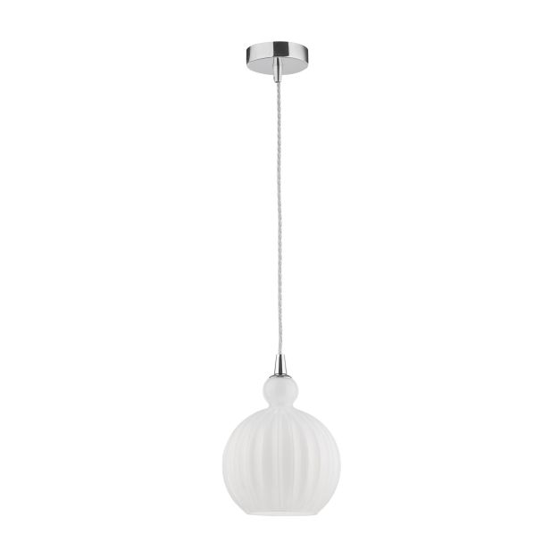 Nova Luce Odell - lampe suspendue - Ø 15 x 120 cm - opale et chrome