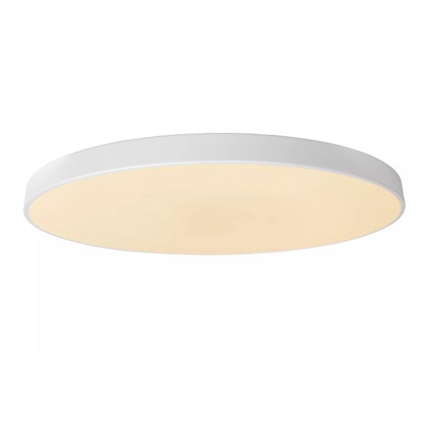 Lucide Unar - plafonnier - Ø 80 x 5 cm - 80W LED dimmable incl - 3 niveaux de dimmer - blanc