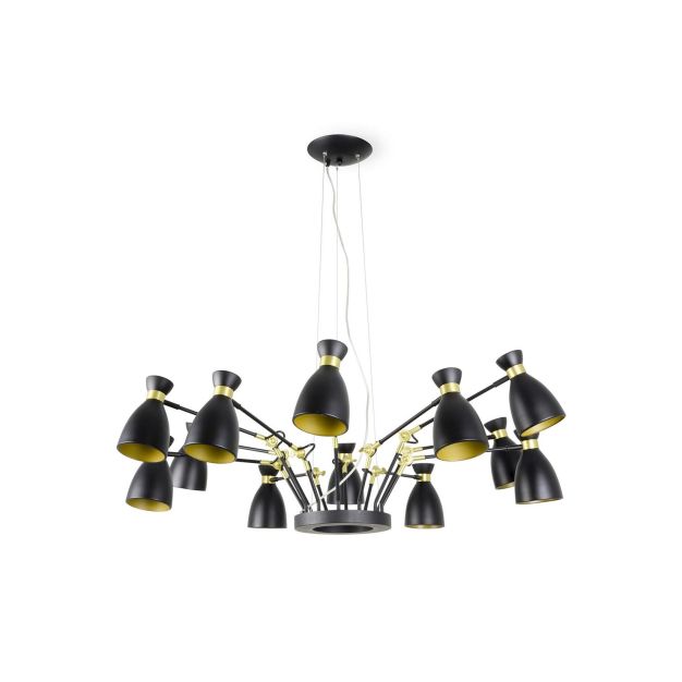 Faro Retro - lampe suspendue - Ø 132 x 45 cm - noir et or