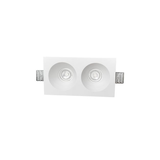 Nova Luce Mib - spot encastré double - 252 x 58 mm, 258 x 137 mm taille d'encastrement - plâtre blanc