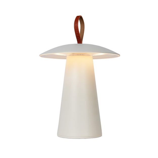 Lucide La Donna - lampe de table d'extérieur avec port USB - Ø 19,7 x 29,2 cm - 3 niveaux de gradation - 2W LED incl. - IP54 - blanc