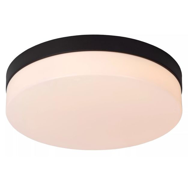 Lucide Biskit - plafonnier avec détecteur de mouvement - Ø 28 x 7,5 cm - 18W LED incl. - IP44 - noir