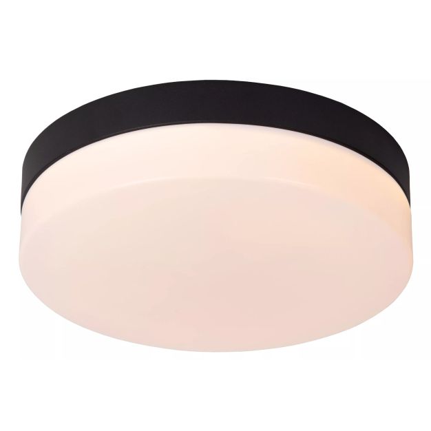 Lucide Biskit - plafonnier avec détecteur de mouvement - Ø 23 x 6,5 cm - 12W LED incl. - IP44 - noir