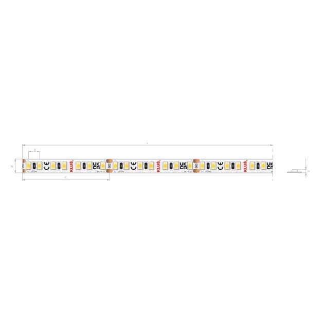 Klus Bande LED - largeur 0,8cm, longueur 500cm - 24Vdc - dimmable - 9,6W LED par mètre - 140 LED par mètre - IP20 - 3000K