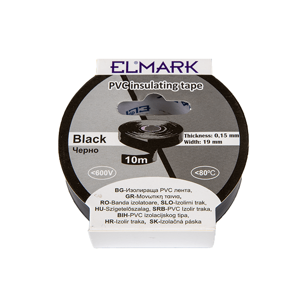 Elmark ruban isolant en PVC 19mm - 10 mètres de long - noir