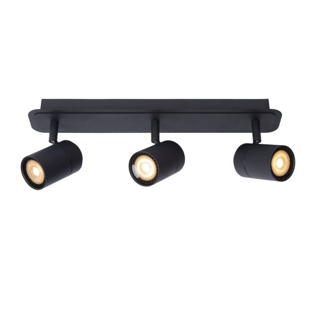 Lucide Lennert - spot en saillie 3L - 40 x 7 x 12,5 cm - 3 x 5W LED dimmable incl. - IP44 - noir