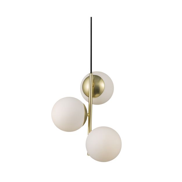 Nordlux Lilly - lampe suspendue - Ø 32 x 36,5 cm - laiton et blanc opale