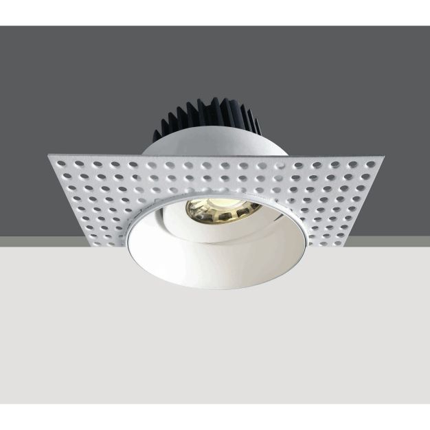 ONE Light Trimless COB Range - spot encastré - 120 x 120 mm, Ø 96 mm encastré - 7W LED dimmable incl. - IP54 - blanc