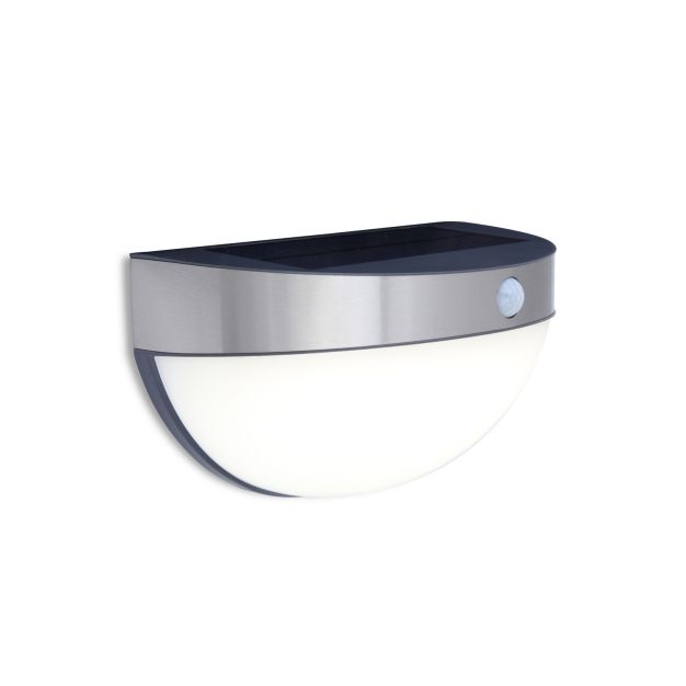 Lutec Bubble - applique murale extérieure avec capteur solaire - 22 x 12 x 12 cm - 2,3W LED incl. - IP44 - acier inoxydable