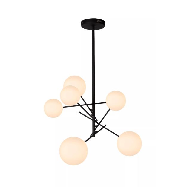 Lucide Alara - lampe suspendue - Ø 72 x 116 cm - noir et opale