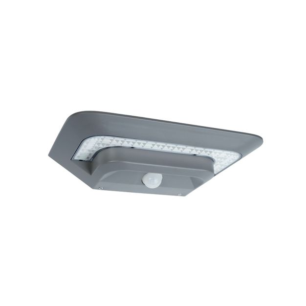 Lutec Ghost Solar - applique extérieure avec capteur solaire - 24 x 13 x 6 cm - 2,4W LED incl. - IP44 - gris argenté