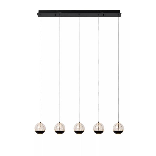 Lucide Sentubal 5L - lampe suspendue - 84 x 10 x 150 cm - 5 x 5,3W LED incl. - noir