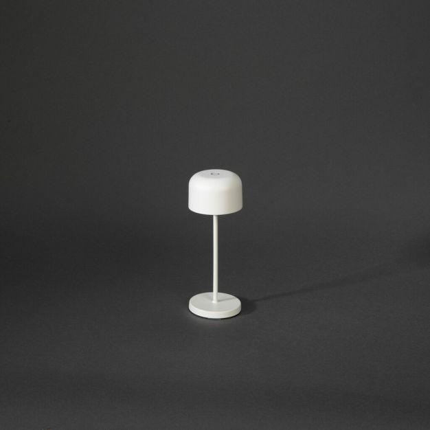 Konstsmide Lille mini - lampe de table extérieure sans fil avec station de charge - Ø7,5 x 20 cm - 2,5W LED dimmable incl. IP54 - blanc