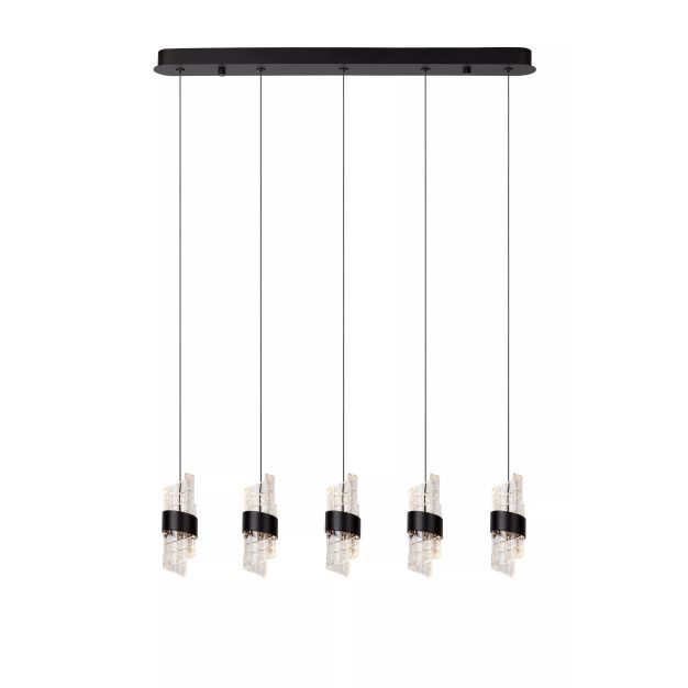 Lucide Kligande - lampe suspendue - 84 x 8 x 150 cm - 5 x 7,8W LED dimmable incl - noir