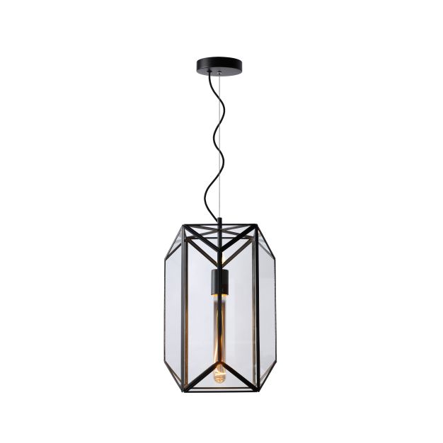 Lucide Fern - lampe suspendue - Ø 28 x 165 cm - noir