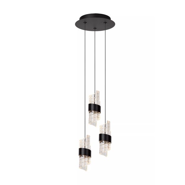 Lucide Kligande - lampe suspendue - Ø 25 x 150 cm - 3 x 8W LED incl - noir