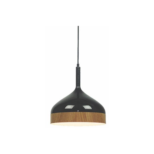 Artdelight Moondrop - lampe suspendue - Ø 30 x 181 cm - noir et bois