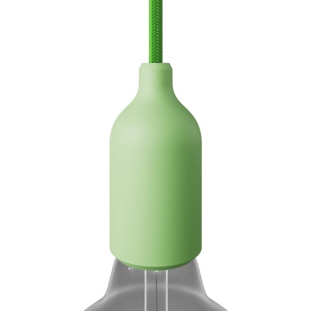 Creative Cables - Douille E27 en silicone avec serre-câble caché - Ø 4,4 x 9,2 cm - vert doux