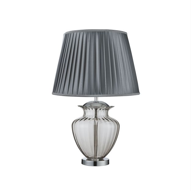 Searchlight Elina - lampe à poser - 69 cm - gris et verre fumé