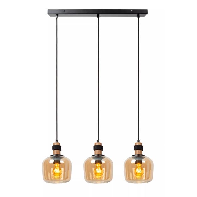 Lucide Ilona - lampe suspendue 3L - 70 x 18 x 150 cm - noir