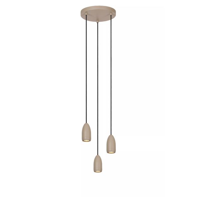 Lucide Evora 3L - lampe suspendue - Ø 25 x 150 cm - taupe