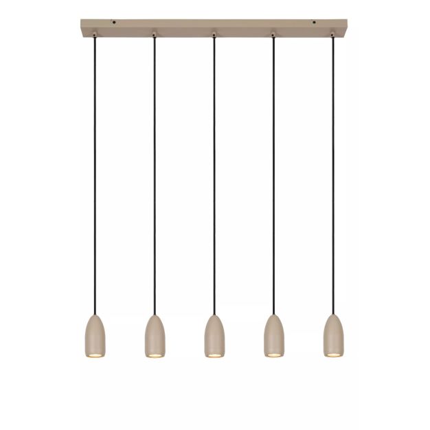 Lucide Evora 5L - lampe suspendue - 100 x 8 x 150 cm - taupe