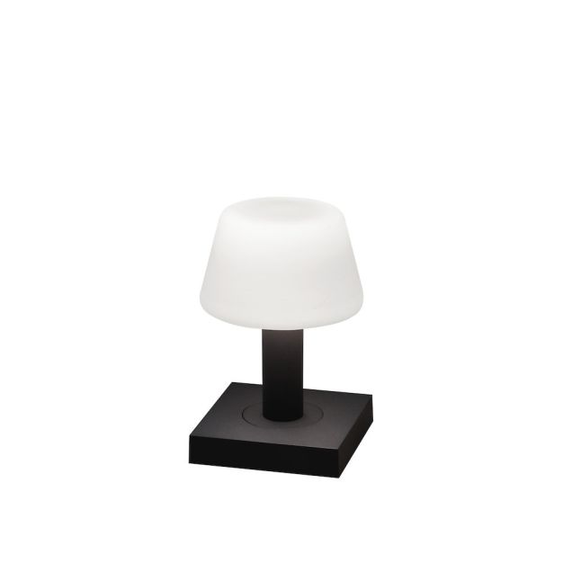 Konstsmide Monaco - lampe de table - 12,5 x 12,5 x 19 cm - 2,5W LED dimmable incl - rechargeable - IP54 - gris foncé