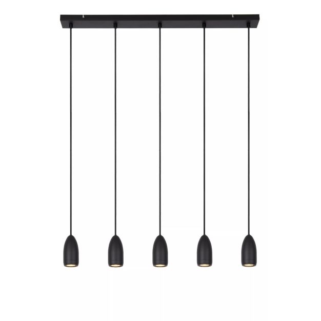 Lucide Evora 5L - lampe suspendue - 100 x 8 x 150 cm - noir