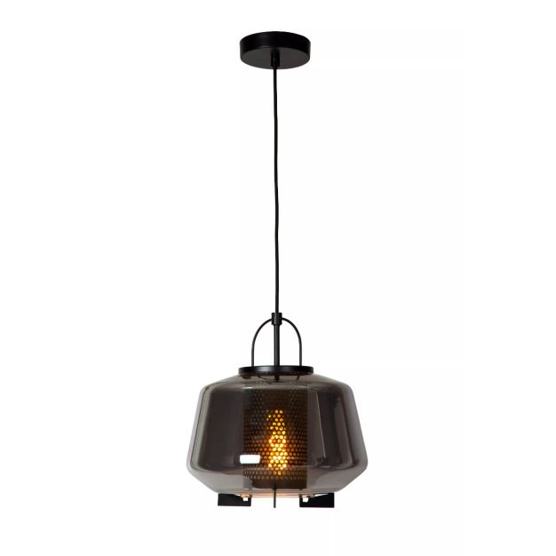 Lucide Siska - lampe suspendue - Ø 30 x 166 cm - noir fumé