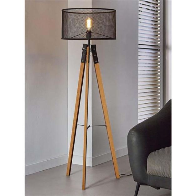 Vico Presa - lampadaire - 150 cm - noir et brun