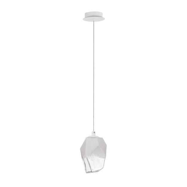 Nova Luce Ice - lampe suspendue - Ø 12 x 180 cm - blanc et transparent