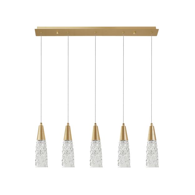 Nova Luce Kovac - lampe suspendue - 80 x 10 x 180 cm - or brossé et transparent