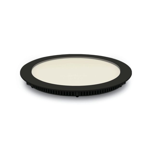 ONE Light Round Recessed Panels - spots encastrés - Ø 22,3 x 2,2 cm - 18W LED incl. - IP40 - noir - couleur de lumière blanc chaud