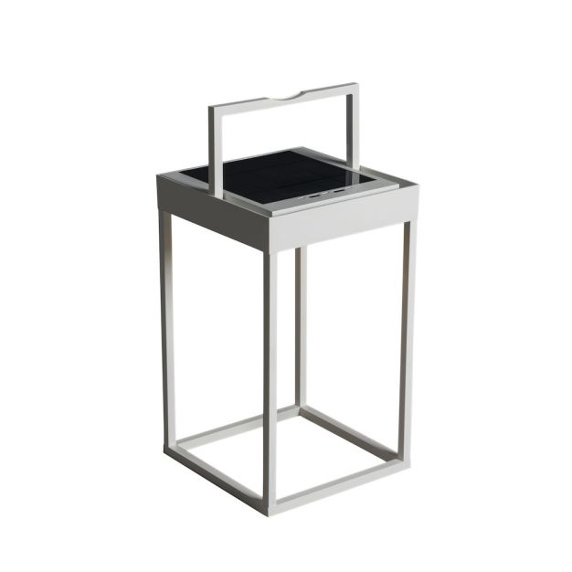 Konstsmide Portofino - lampadaire, lampe de table et lampe murale portable à énergie solaire avec port USB - 15,5 x 30 x 18,5 cm - 2,2W LED dimmable incl - IP54 - blanc