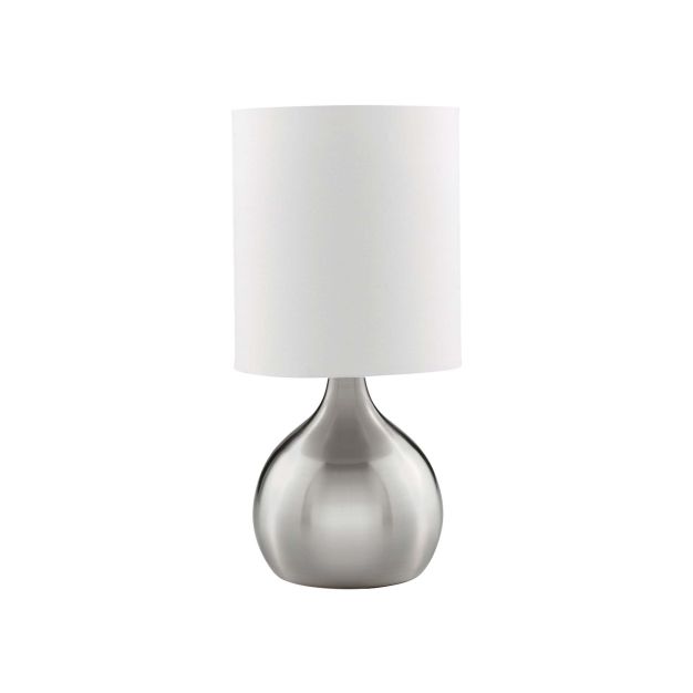 Searchlight Touch - lampe de table - 29 cm - 3 niveaux de gradation - blanc et argent satiné