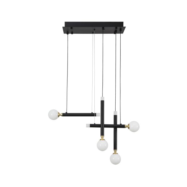 Nova Luce Cayo - lampe suspendue - 51 x 20 x 120 cm - 4 x 5W LED incl. - noir