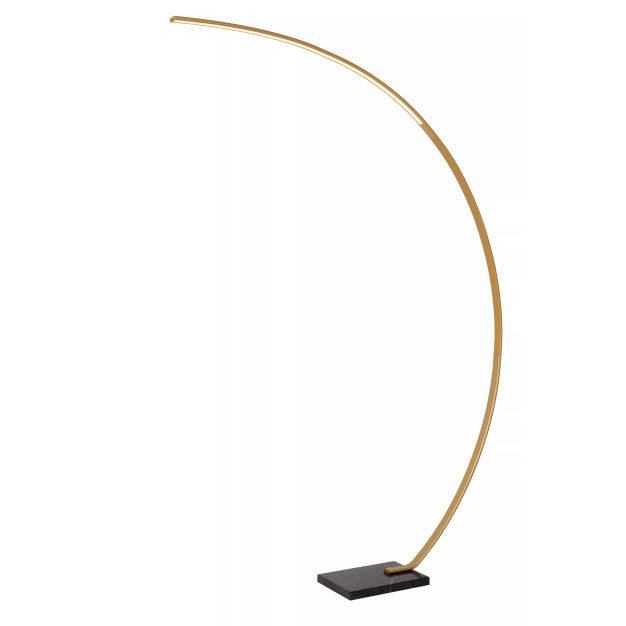 Lucide Curve - lampadaire - 140,4 x 22 x 192 cm - 15W LED avec fonction dimmer incluse - noir et laiton