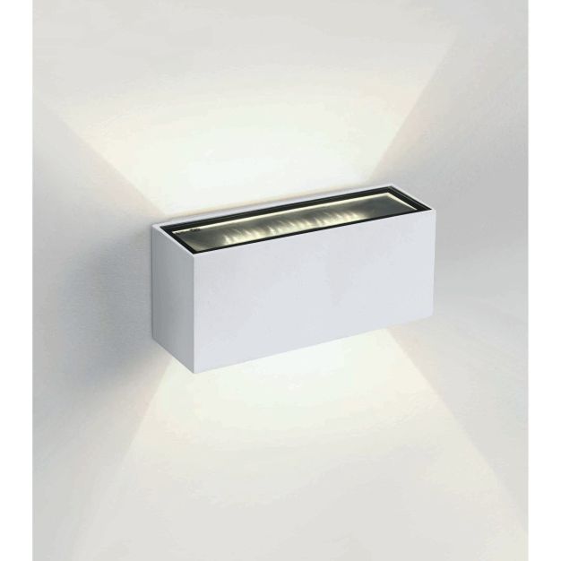 ONE Light Outdoor Wall Up & Down Lights - applique murale extérieure - 18 x 7 x 6,5 cm - 2 x 6W LED incl. - IP54 - blanc