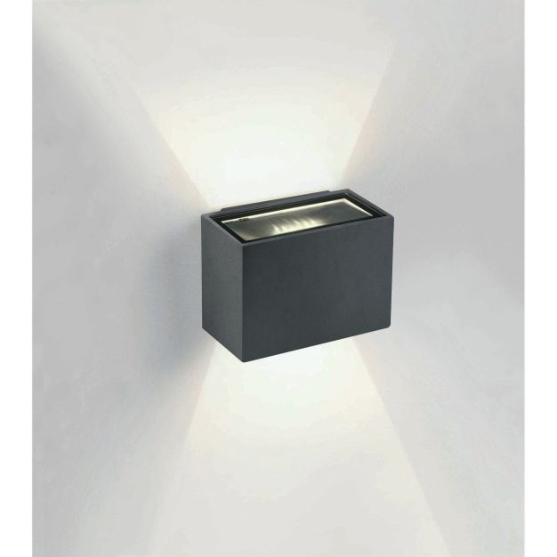 ONE Light Outdoor Wall Up & Down Lights - applique murale extérieure - 9 x 6,5 x 6,5 cm - 2 x 3W LED incl. - IP54 - anthracite