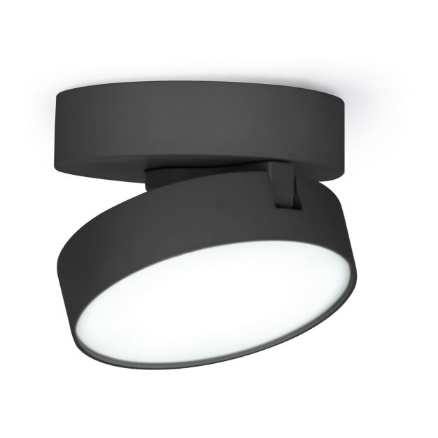 Lutec Stanos - spot en saillie - éclairage intelligent - Lutec Connect - Ø10 x 5,5 cm - 6,8W LED incl - fonction de gradation via app - 2700K-6500K - noir