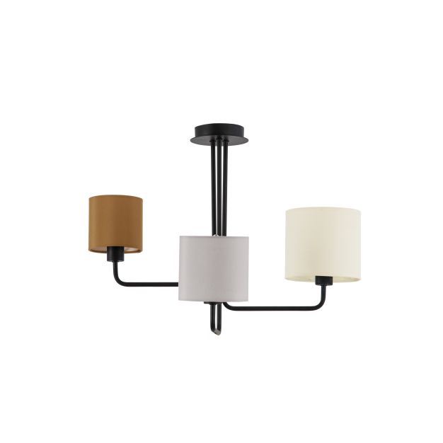 Nova Luce Bitonto - lampe suspendue - Ø 56,2 x 43 cm - noir sable, gris, marron et ivoire